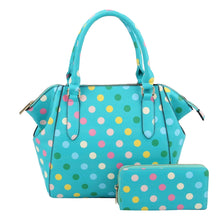 Load image into Gallery viewer, Turquoise Polka Dot Handbag Set
