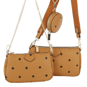 Brown Designer Dupe Pochette Set