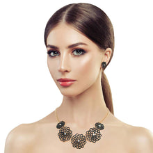 Load image into Gallery viewer, Black Matte Metal Cut Out Flower Necklace
