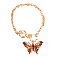 Load image into Gallery viewer, Red and Green Flutter Butterfly Bracelet
