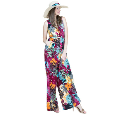 S/M Burgundy Tropical Jumpsuit