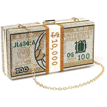 Load image into Gallery viewer, Gold Bling $10K Rectangle Clutch
