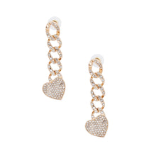 Load image into Gallery viewer, Gold Iced Chain Link Heart Earrings
