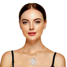 Load image into Gallery viewer, Gold Metal Rigid Choker Necklace Set: Statement of Elegance!
