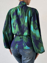 Load image into Gallery viewer, Tie-Dye Button Up Balloon Sleeve Blouse
