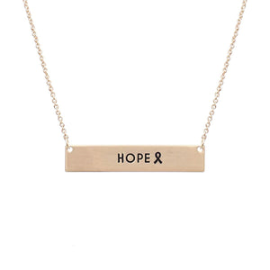 Gold Ribbon HOPE Plate Necklace