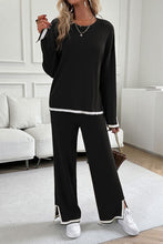 Load image into Gallery viewer, Contrast Trim Round Neck Top and Pants Set
