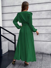 Load image into Gallery viewer, Pleated Surplice Tie Waist Maxi Dress
