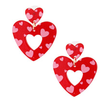 Load image into Gallery viewer, Red Pink Glitter Heart Earrings
