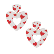 Load image into Gallery viewer, White Red Glitter Heart Earrings
