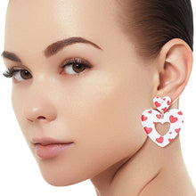 Load image into Gallery viewer, White Red Glitter Heart Earrings
