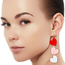 Load image into Gallery viewer, Multi Triple Link Heart Earrings
