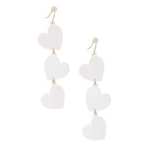 Load image into Gallery viewer, White Triple Link Heart Earrings
