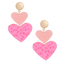 Load image into Gallery viewer, Pink Double Heart Earrings
