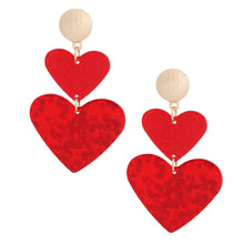 Load image into Gallery viewer, Red Double Heart Earrings
