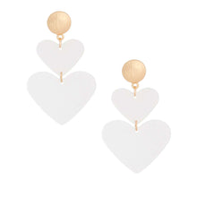 Load image into Gallery viewer, White Double Heart Earrings
