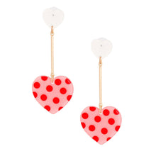 Load image into Gallery viewer, Pink Polka Dot Heart Earrings
