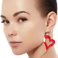 Load image into Gallery viewer, Red Matte Gold Heart Earrings
