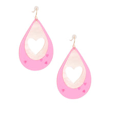 Load image into Gallery viewer, Pink Teardrop Heart Earrings
