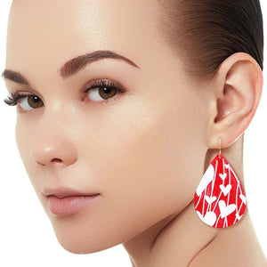 Red Teardrop Heart Earrings