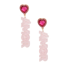 Load image into Gallery viewer, Light Pink Amor Heart Earrings
