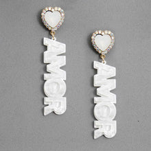 Load image into Gallery viewer, White Amor Heart Earrings
