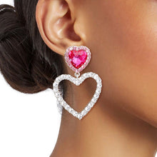 Load image into Gallery viewer, Silver Pink Cutout Heart Earrings
