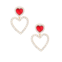 Load image into Gallery viewer, Gold Red Cutout Heart Earrings
