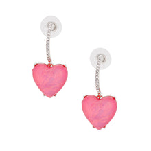 Load image into Gallery viewer, Silver Fuchsia Heart Huggie Hoops
