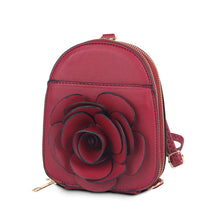 Load image into Gallery viewer, Wine Red Flower Mini Backpack
