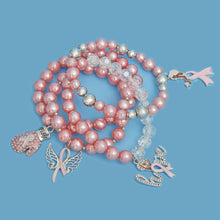 Load image into Gallery viewer, Light Pink Pearl Cancer Charm Bracelets
