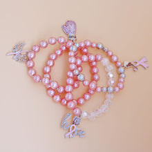 Load image into Gallery viewer, Light Pink Pearl Cancer Charm Bracelets

