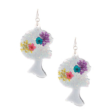 Load image into Gallery viewer, Black Afro Flower Earrings
