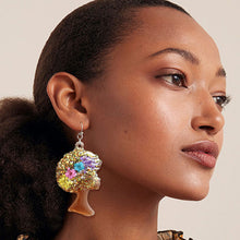 Load image into Gallery viewer, Brown Afro Flower Earrings
