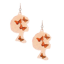 Load image into Gallery viewer, Orange Afro Butterfly Earrings
