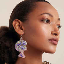 Load image into Gallery viewer, Purple Afro Butterfly Earrings
