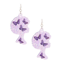 Load image into Gallery viewer, Purple Afro Butterfly Earrings
