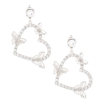 Load image into Gallery viewer, Silver Butterfly Heart Earrings
