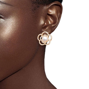 Glamorous Trio: Gold and White Chanel Earrings
