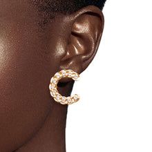 Load image into Gallery viewer, 3 Pcs Designer-Inspired COCO Gold Metal and Rhinestone Stud Earring Set
