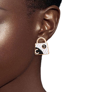 Pcs Designer-Inspired Gold Lady bag No.5 Charm Stud Earring Set