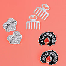 Load image into Gallery viewer, Silver 3 Pcs Black Girl Afro Studs
