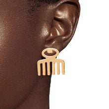 Load image into Gallery viewer, Gold 3 Pcs Black Girl Afro Studs
