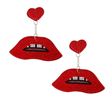 Load image into Gallery viewer, Red Lips Heart Earrings
