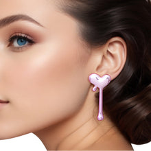 Load image into Gallery viewer, Stud Pink Small Dripping Heart Earrings for Women
