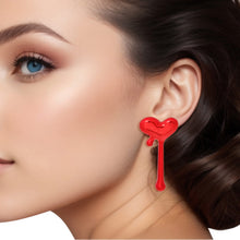 Load image into Gallery viewer, Stud Red Small Dripping Heart Earrings for Women
