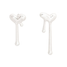 Load image into Gallery viewer, Stud Silver Small Dripping Heart Earring for Women
