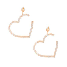 Load image into Gallery viewer, Dangle Gold Med Pave Open Heart Earrings for Women
