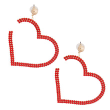 Load image into Gallery viewer, Red Pave Open Heart Earrings
