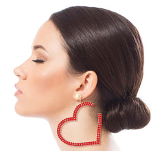 Load image into Gallery viewer, Red Pave Open Heart Earrings
